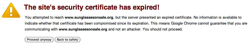 Expired security certificate - Chrome